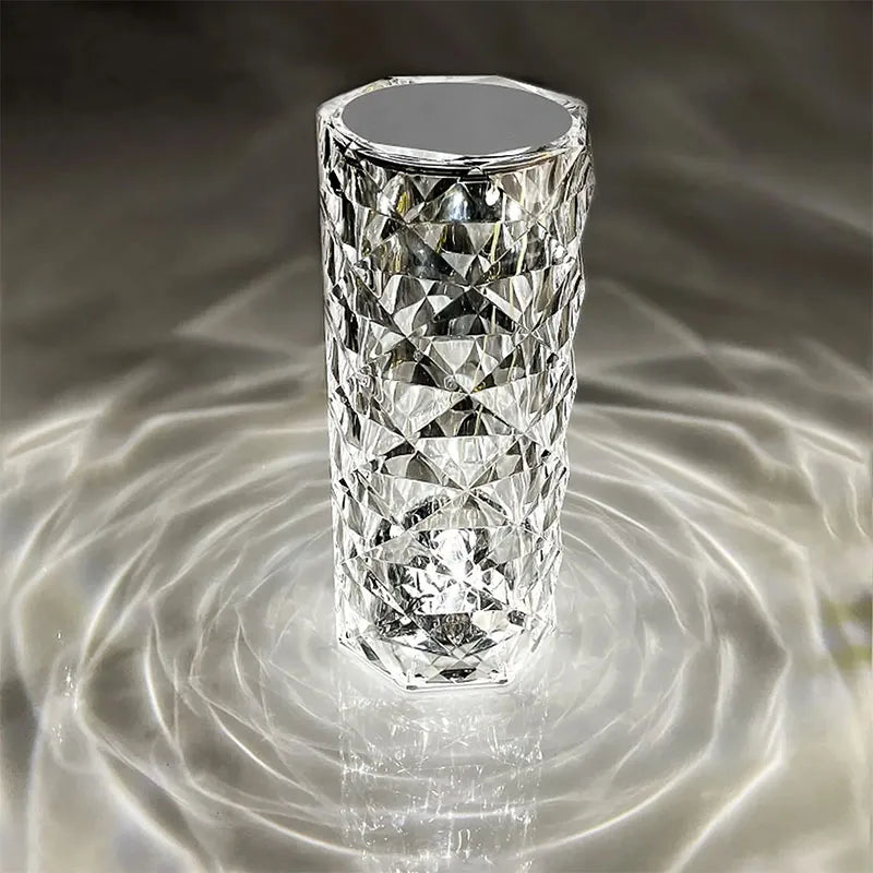 16-Color Diamond Rose Crystal Bedside Table Lamp with USB Rechargeable Acrylic Design"