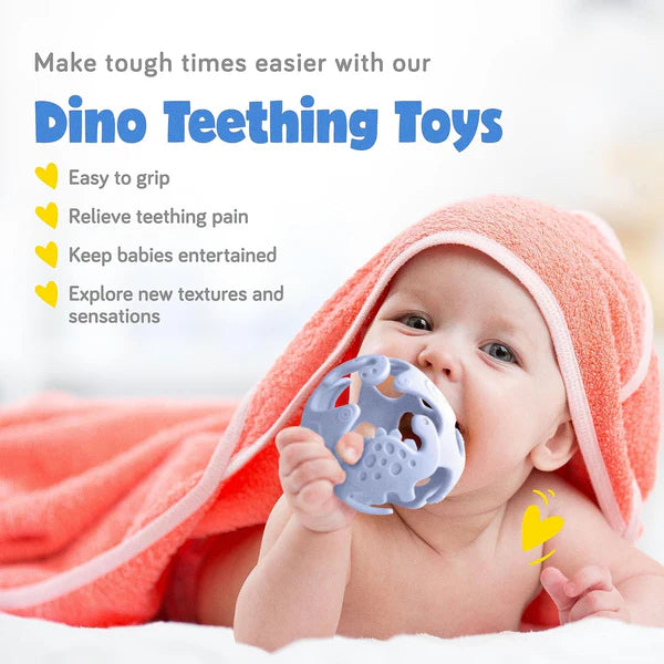"Dinosaur-themed Baby Teething Toys Set"