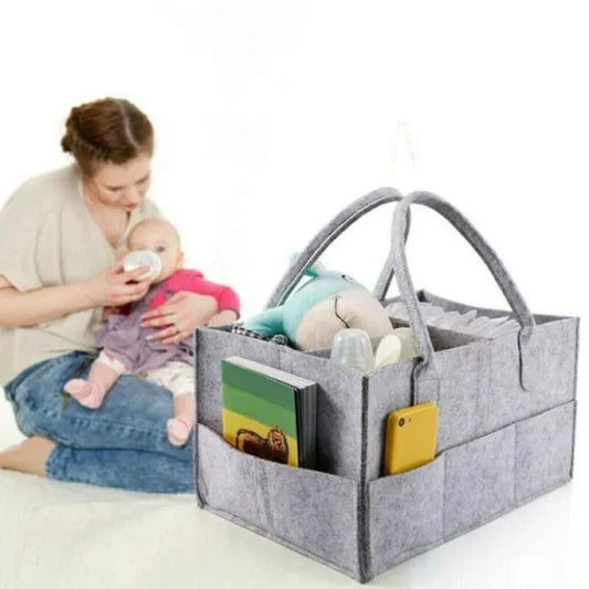 Foldable Baby Diaper Caddy Organizer – Portable Storage Basket – Essential Bag For Nursery, Changing Table And Car – Waterproof Liner Is Great For Storing Diapers, Bottles
