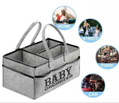 Foldable Baby Diaper Caddy Organizer – Portable Storage Basket – Essential Bag For Nursery, Changing Table And Car – Waterproof Liner Is Great For Storing Diapers, Bottles