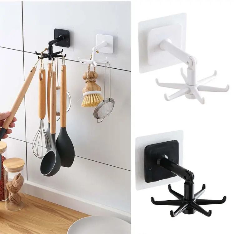 "Rotatable Kitchen Organizer and Storage Rack: Cabinet Accessories with Hook-Up Design (Random Color)"
