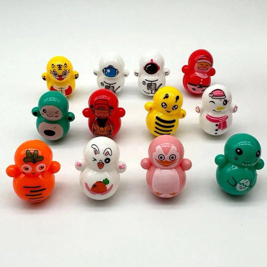 "Pack of 15 Cartoon Tumbler Plastic Toys: Fun Mixed Tumbler Set for Kids"