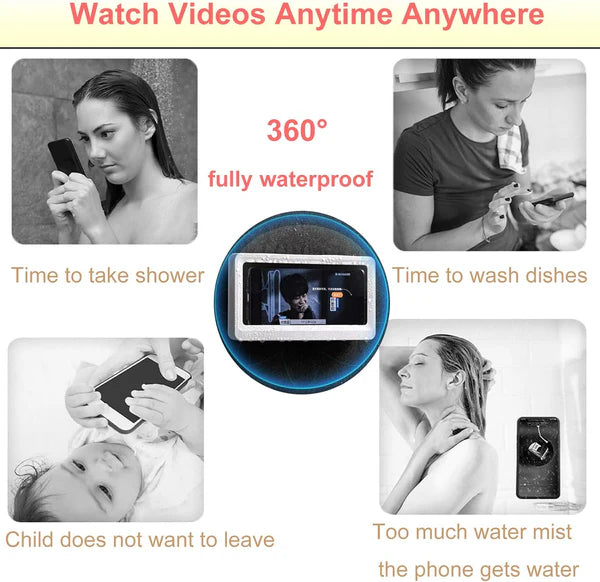 "Waterproof Wall-Mounted Shower Phone Holder with TV Case"